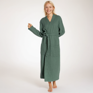 Muslin Bathrobe Women, 100% Cotton Kimono Lightweight Robe | Long Robes Soft, Absorbent, Spa robes
