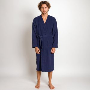 Muslin Bathrobe Man, 100% Cotton Kimono Lightweight Robe | Long Robes Soft, Absorbent, Spa robes
