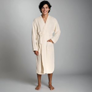 Muslin Bathrobe Man, 100% Cotton Kimono Lightweight Robe | Long Robes Soft, Absorbent, Spa robes