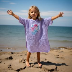 Purple Mermaid Girl Poncho